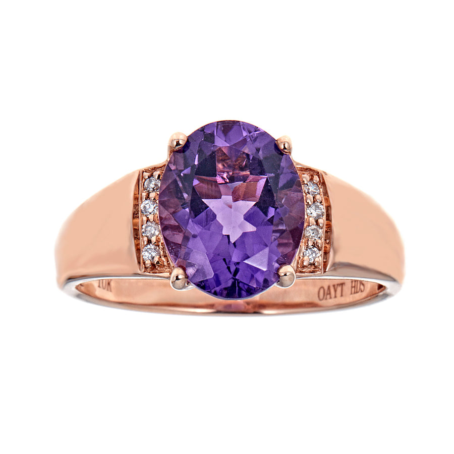 Elsa 10K Rose Gold Oval-Cut Brazilian Amethyst Ring