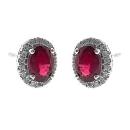 Sadie 10K White Gold Oval-Cut Mozambique Ruby Earring