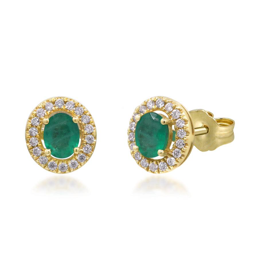 Penny 10K Yellow Gold Oval-Cut Natural Zambian Emerald Earring