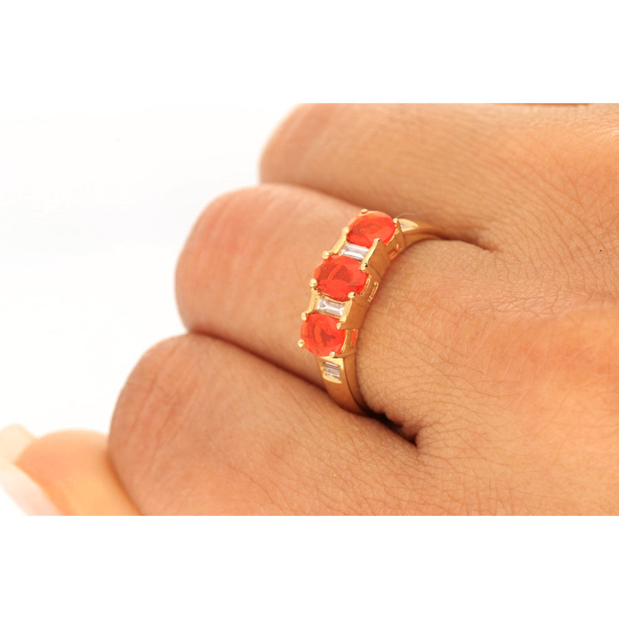 Aubrey 14K Yellow Gold Oval-Cut Mexican Fire Opal Ring