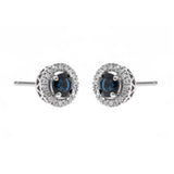 Genesis 10K White Gold Round-Cut Blue Sapphire Earrings