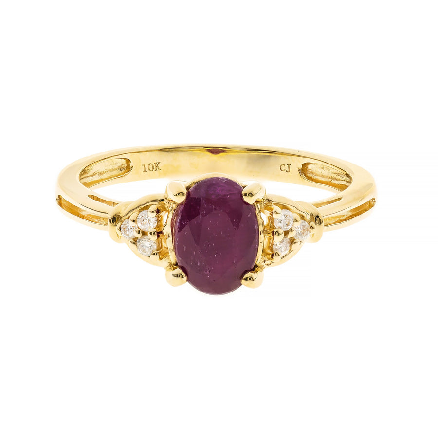 Addison 10K Yellow Gold Oval-Cut Ruby Ring