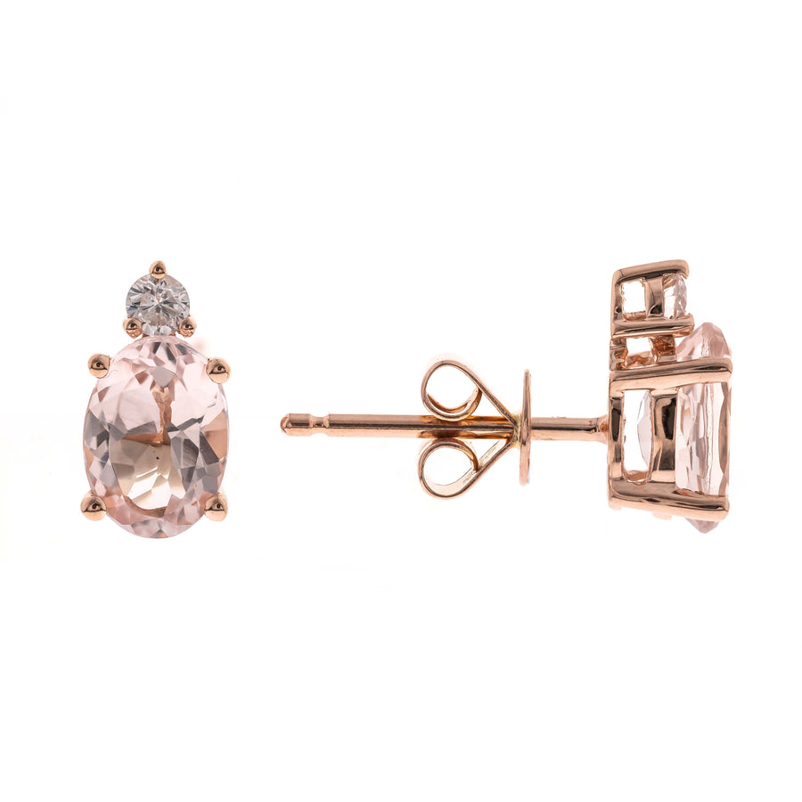 Penelope 10K Rose Gold Oval-Cut Madagascar Morganite Earrings