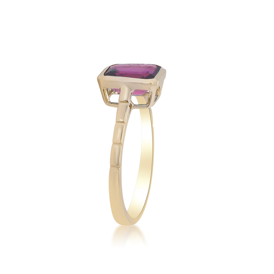 Ainoi 14K Yellow Gold Emerald-Cut Madagascar Rhodolite Ring