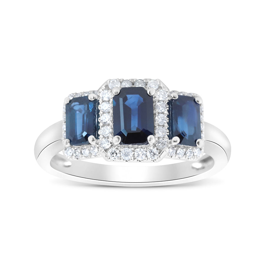 Bella 14K White Gold Emerald-Cut Ceylon Blue Sapphire Ring