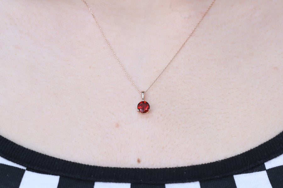 Halle 10K Rose Gold Round-Cut Garnet Pendant