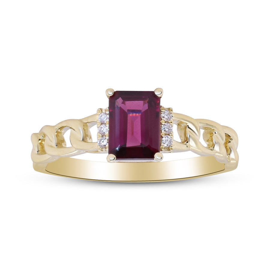 Abby 14K Yellow Gold Emerald-Cut Madagascar Rhodolite Ring