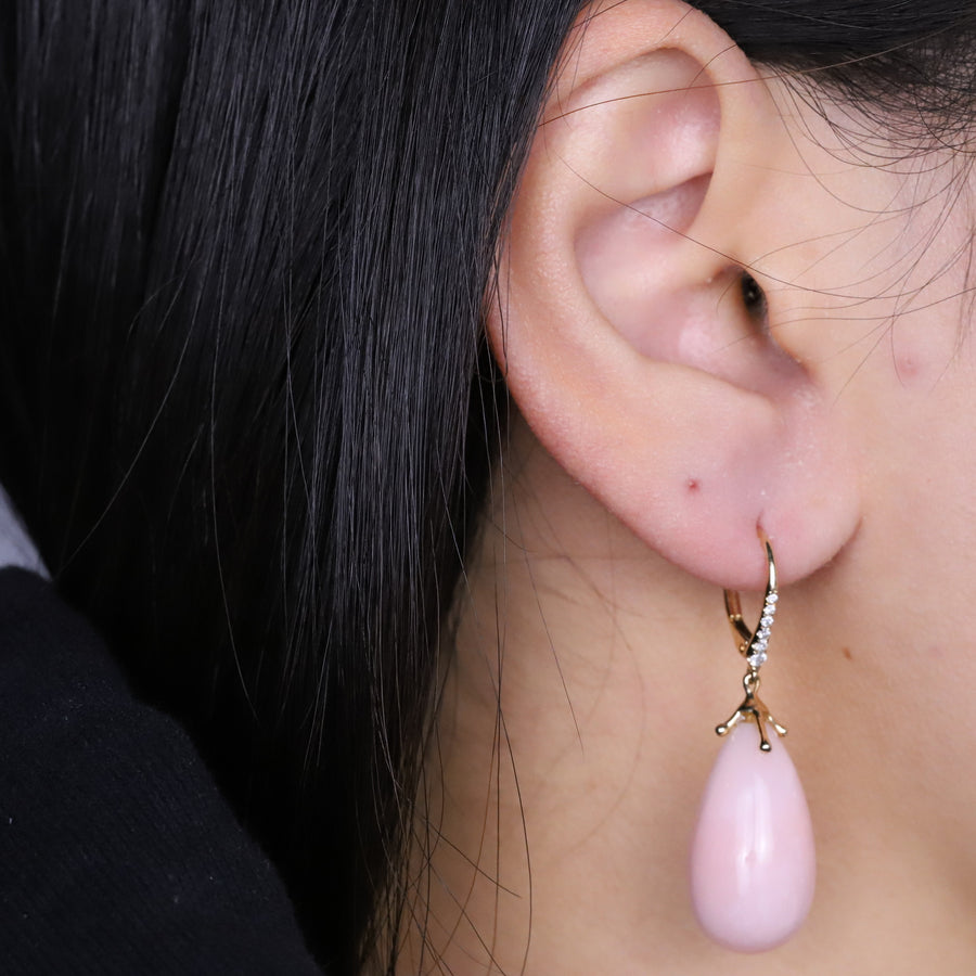 Billie 14K Yellow Gold Pear-Cut Pink Opal Earrings