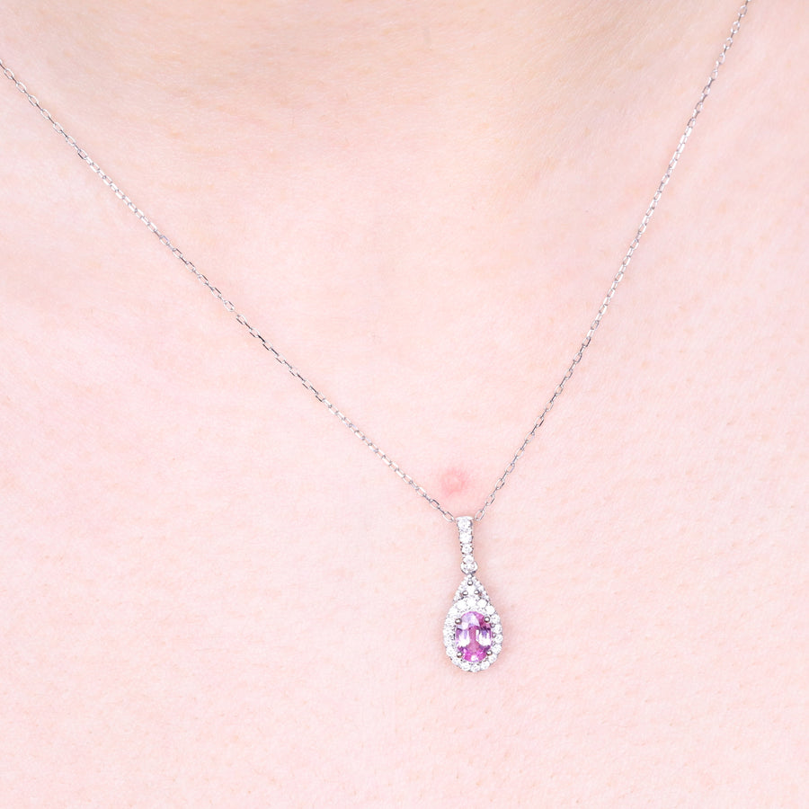 Hannah 14K White Gold Oval-Cut Pink Sapphire Pendant