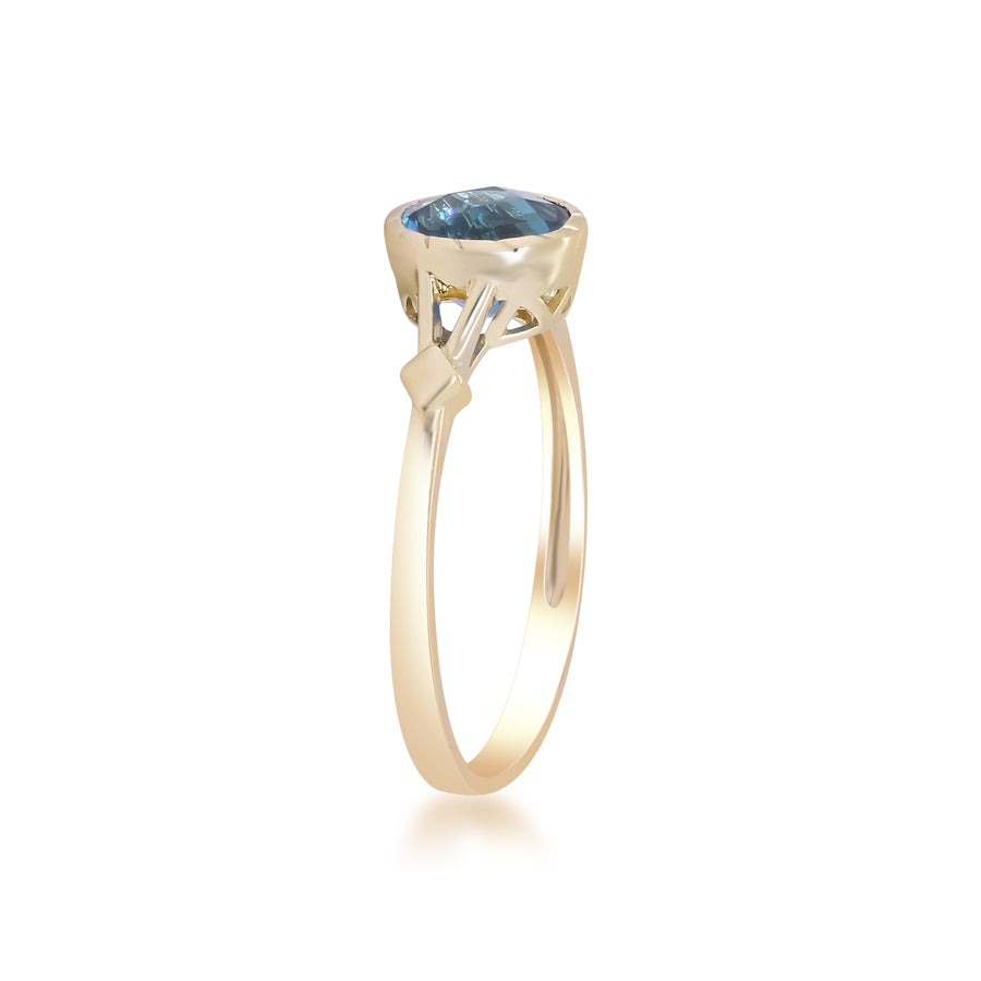 Aubree 14K Yellow Gold Round-Cut London Blue Topaz Ring