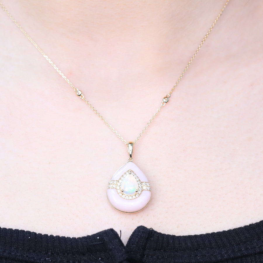 Hannah 14K Yellow Gold Pear-Cut Opal Pendant