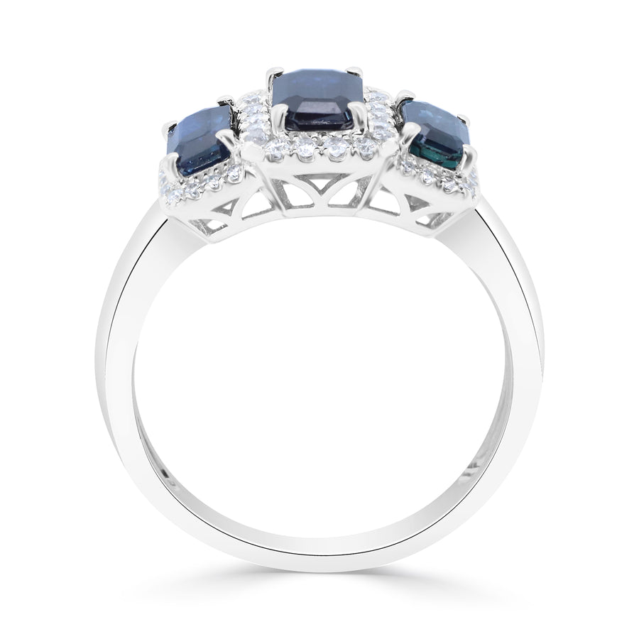 Bella 14K White Gold Emerald-Cut Ceylon Blue Sapphire Ring