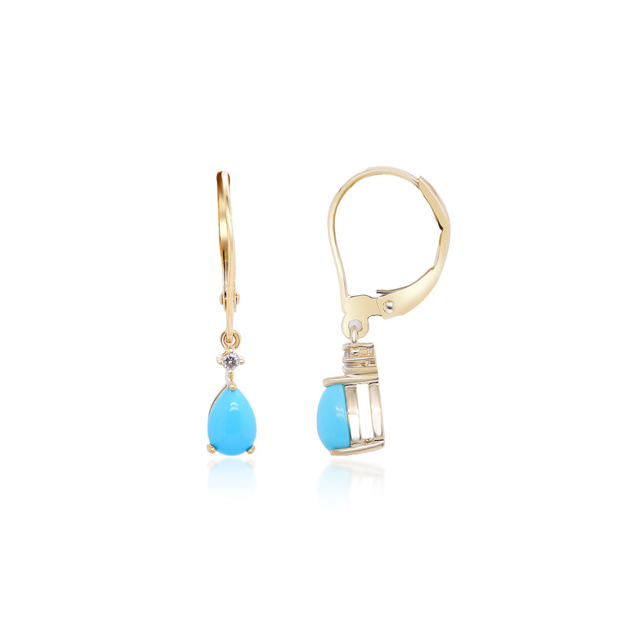 Natalie 10K Yellow Gold Pear-Cut Turquoise Earrings