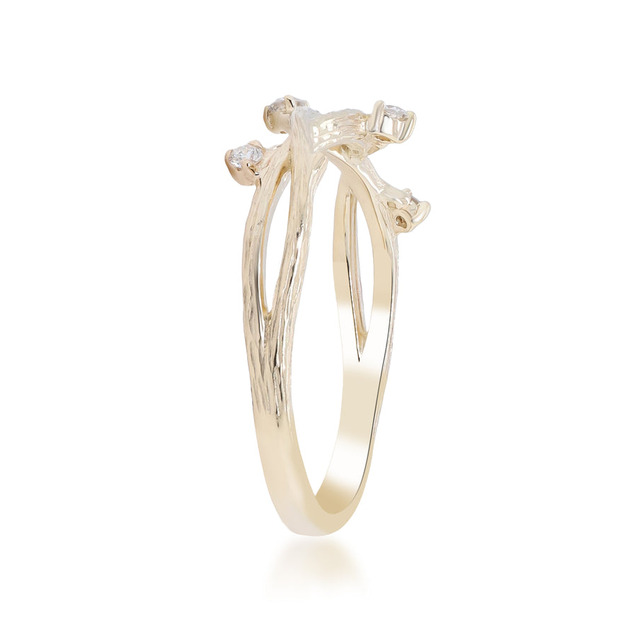 Scarlett 10K Yellow Gold Round-Cut White Diamond Ring