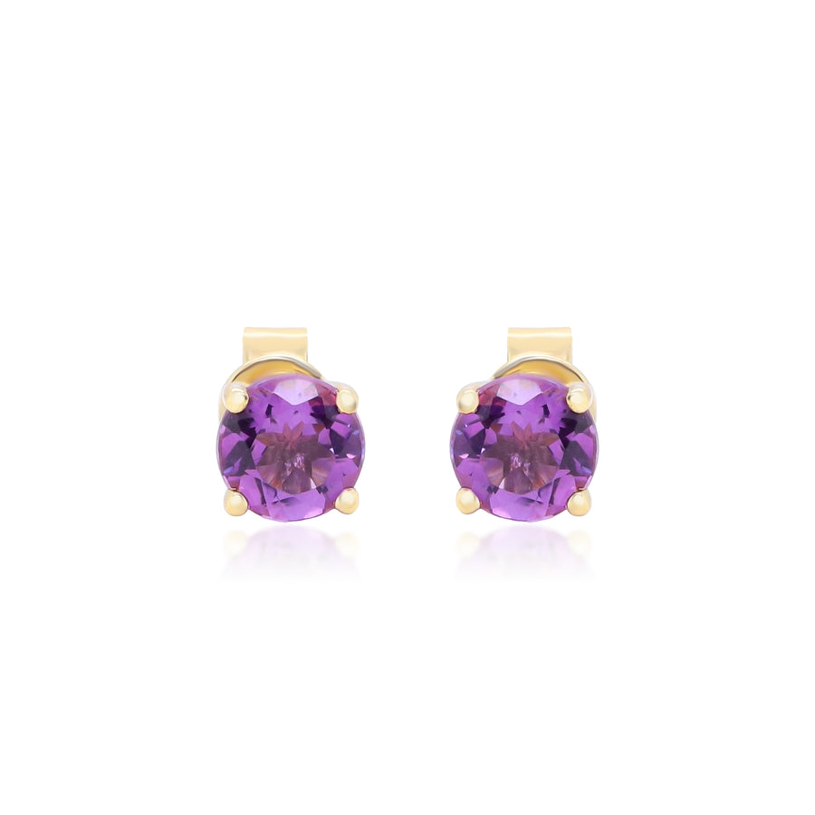 Mila 10K Yellow Gold Round-Shape Brazilian Amethyst Earring