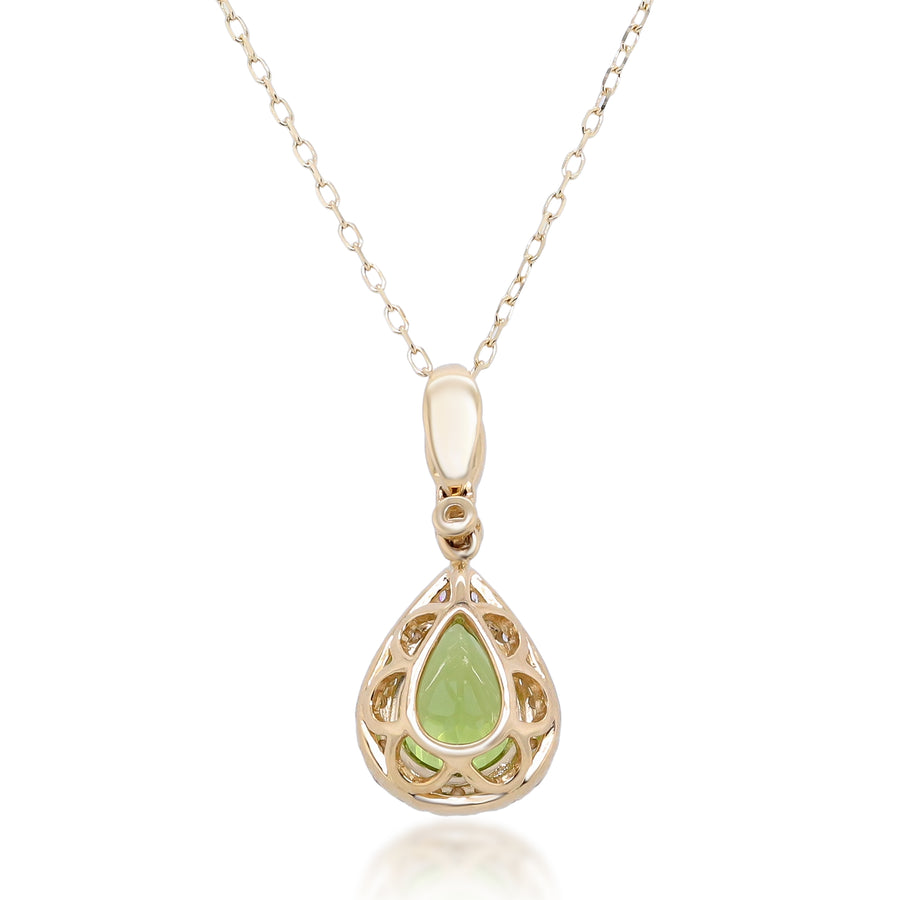 Violet 14K Yellow Gold Pear-Cut Manchurian Peridot Pendant