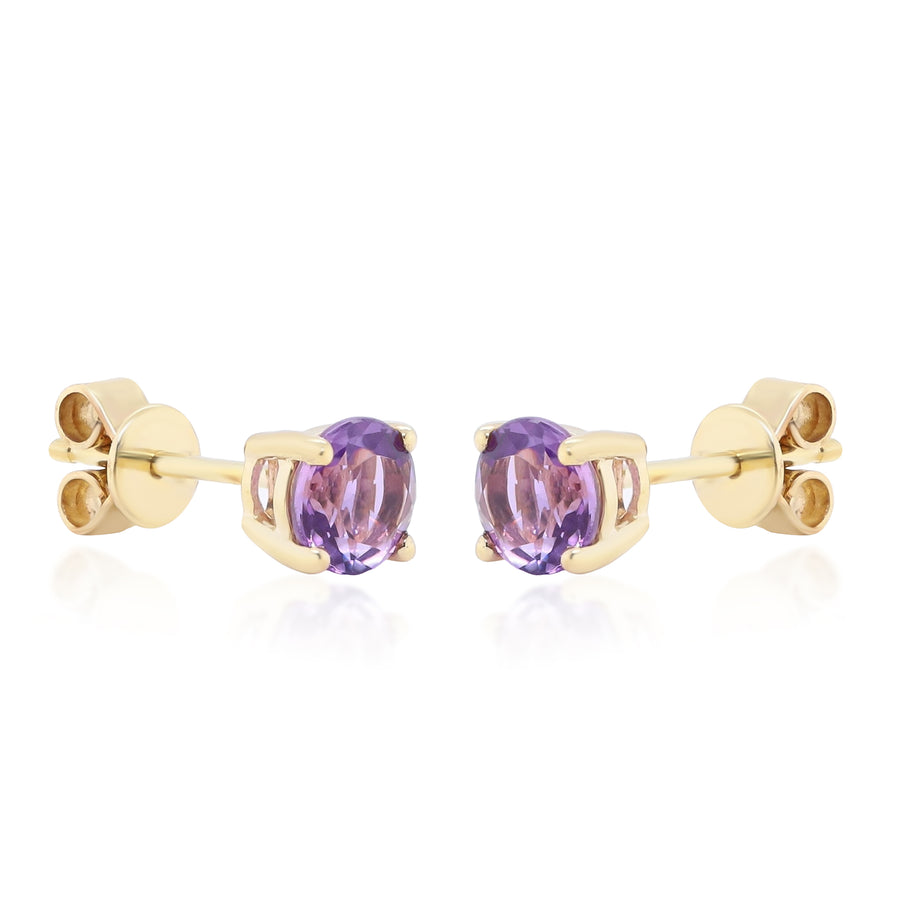 Mila 10K Yellow Gold Round-Shape Brazilian Amethyst Earring