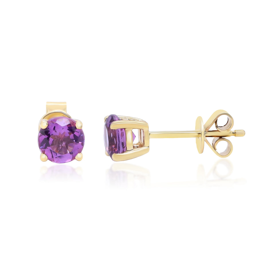 Mila 10K Yellow Gold Round-Shape Brazilian Amethyst Earring