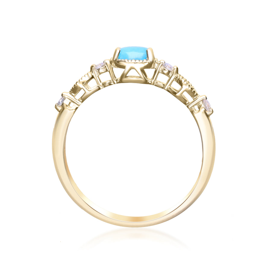 Hailey 10K Yellow Gold Round-Cut Arizona Turquoise Ring