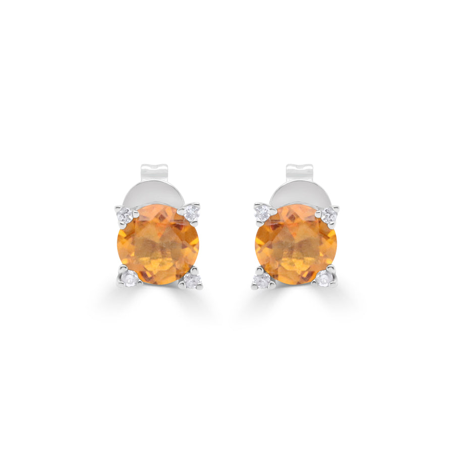 Katherine 10K White Gold Round-Cut Brazilian Citrine Earring