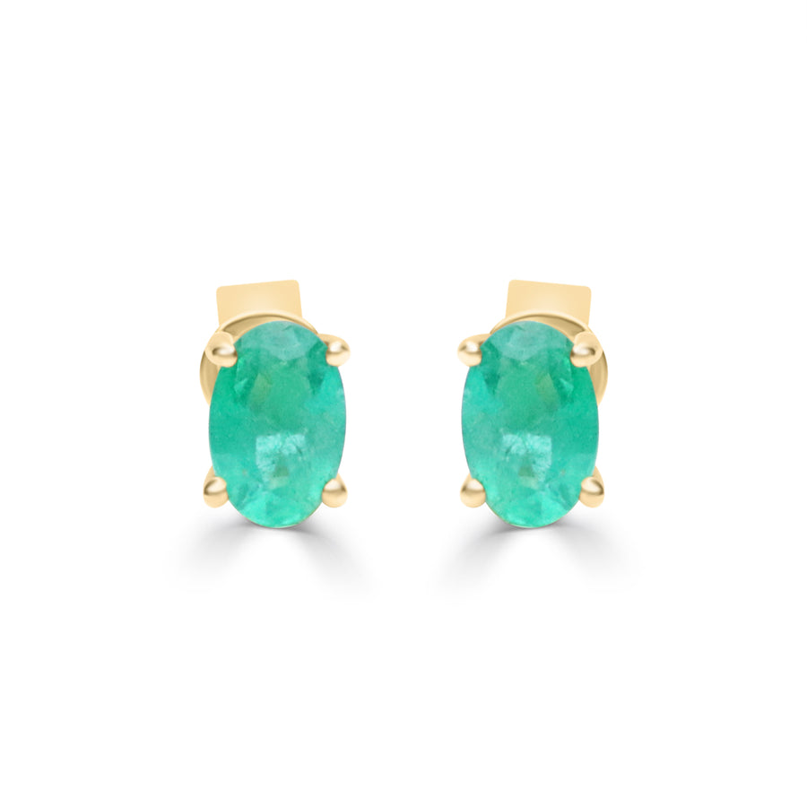 Antonella 14K Yellow Gold Oval-Cut Natural Zambian Emerald Earrings