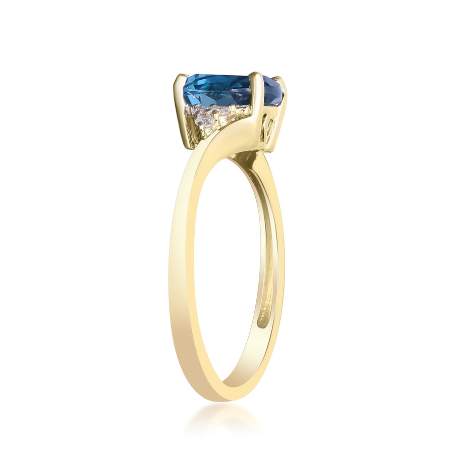 Hannah 10K Yellow Gold Oval-Cut London Blue Topaz Ring