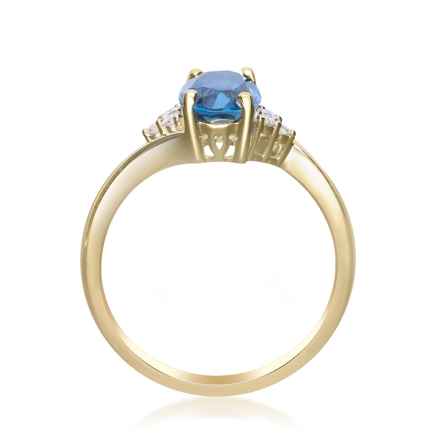 Hannah 10K Yellow Gold Oval-Cut London Blue Topaz Ring