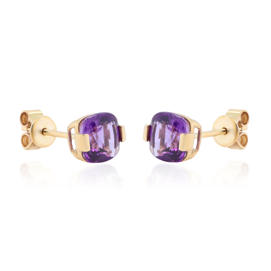 Sofia 10K Yellow Gold Cushion-Cut Amethyst Earring