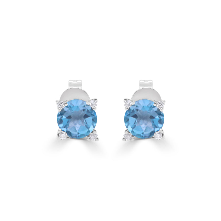 Luna 10K White Gold Round-Cut Brazilian Brazilian London Blue Topaz Earrings