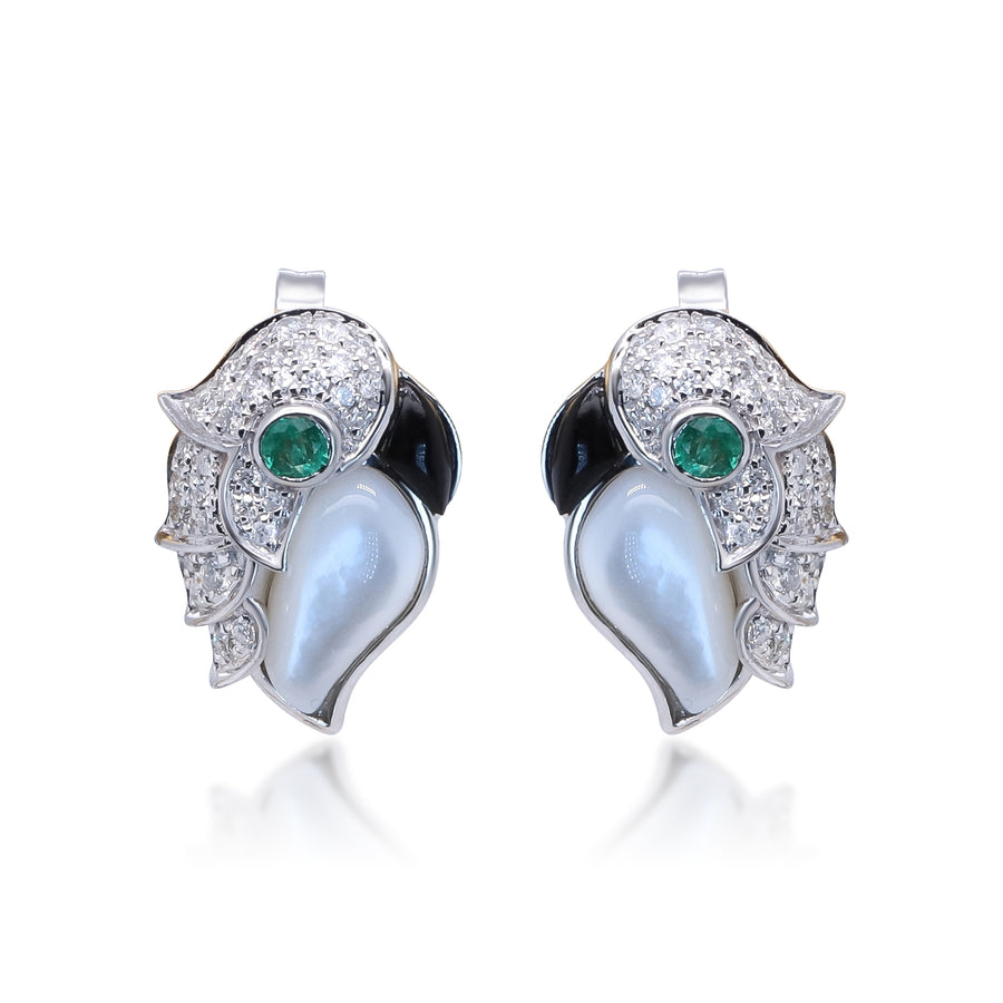 Aaliyah 14K White Gold Round-Cut Natural Zambian Emerald Earrings