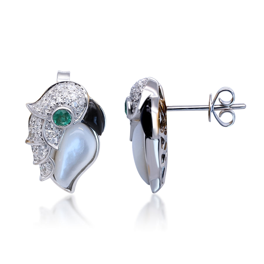 Aaliyah 14K White Gold Round-Cut Natural Zambian Emerald Earrings