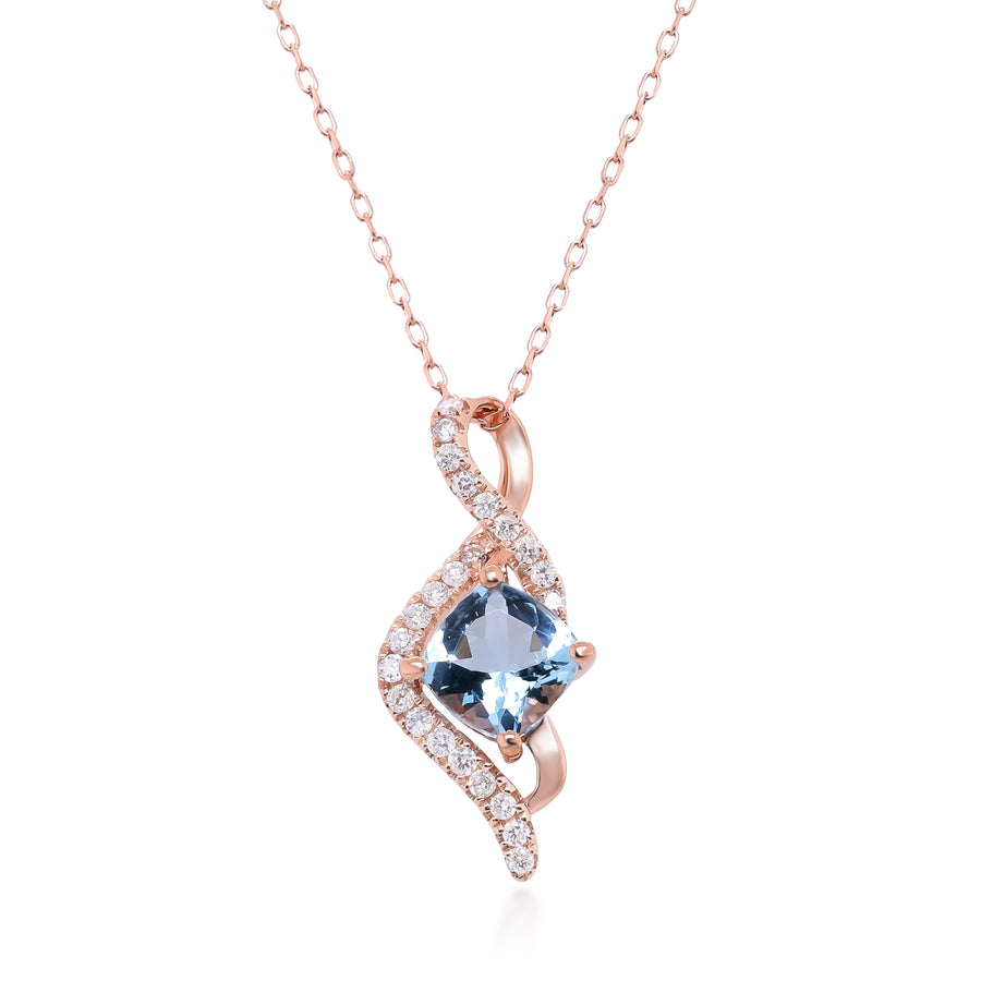 Isabel 14K Rose Gold Cushion-Cut Brazilian Aquamarine Pendant