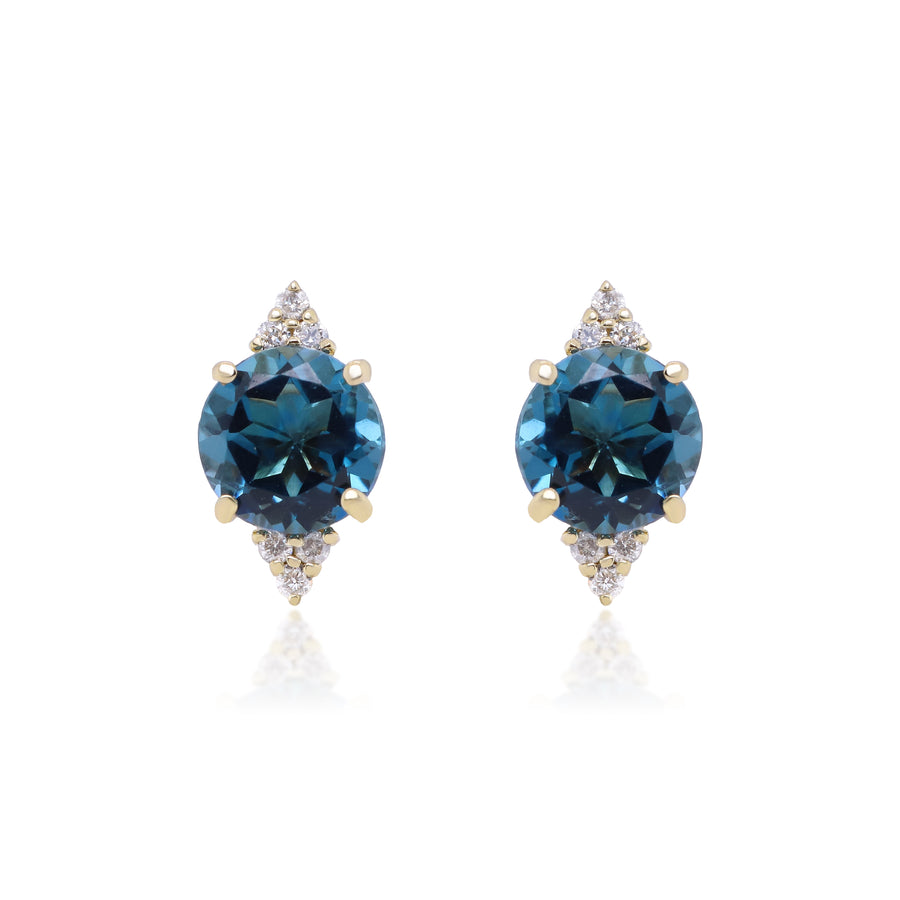 Gabriel 10K Yellow Gold Round-Cut Brazilian London Blue Topaz Earrings