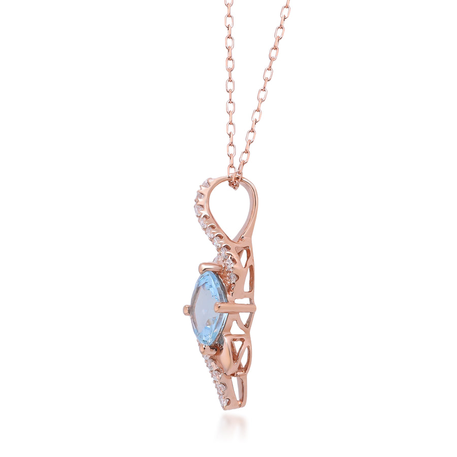 Isabel 14K Rose Gold Cushion-Cut Brazilian Aquamarine Pendant