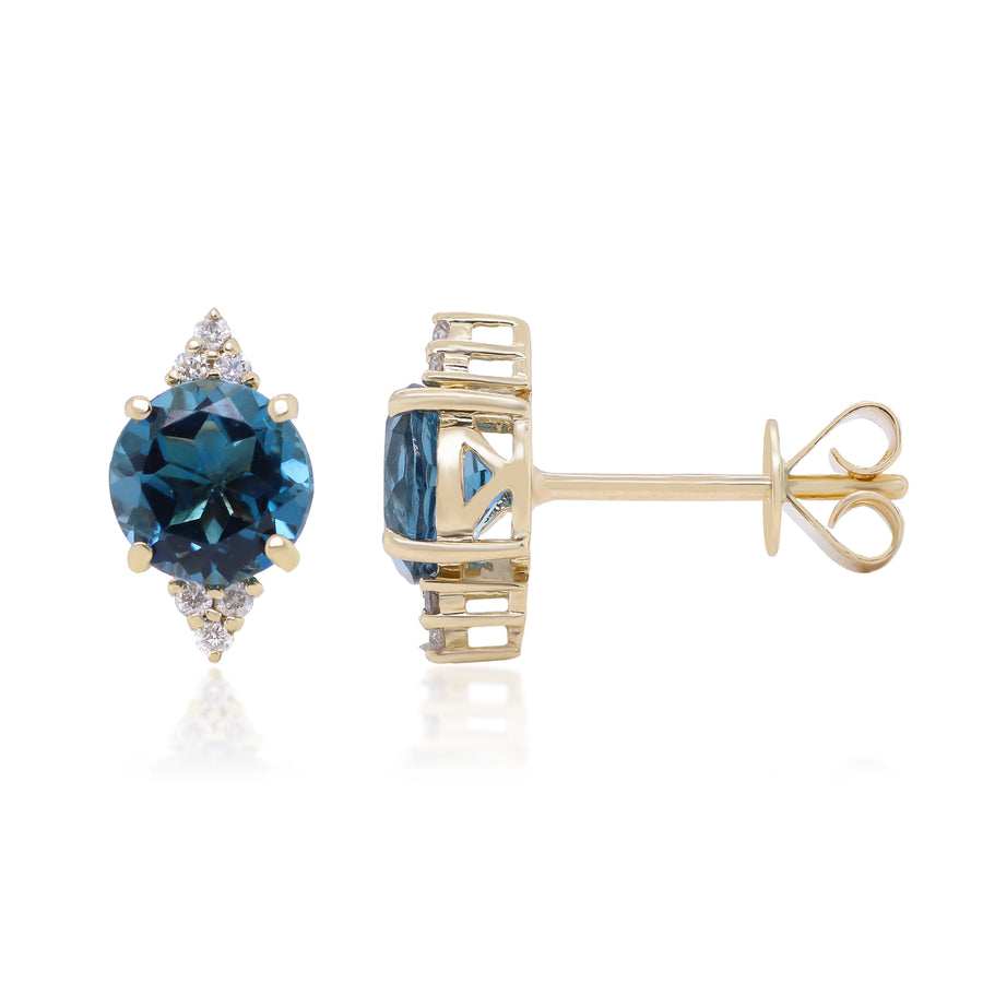 Gabriel 10K Yellow Gold Round-Cut Brazilian London Blue Topaz Earrings