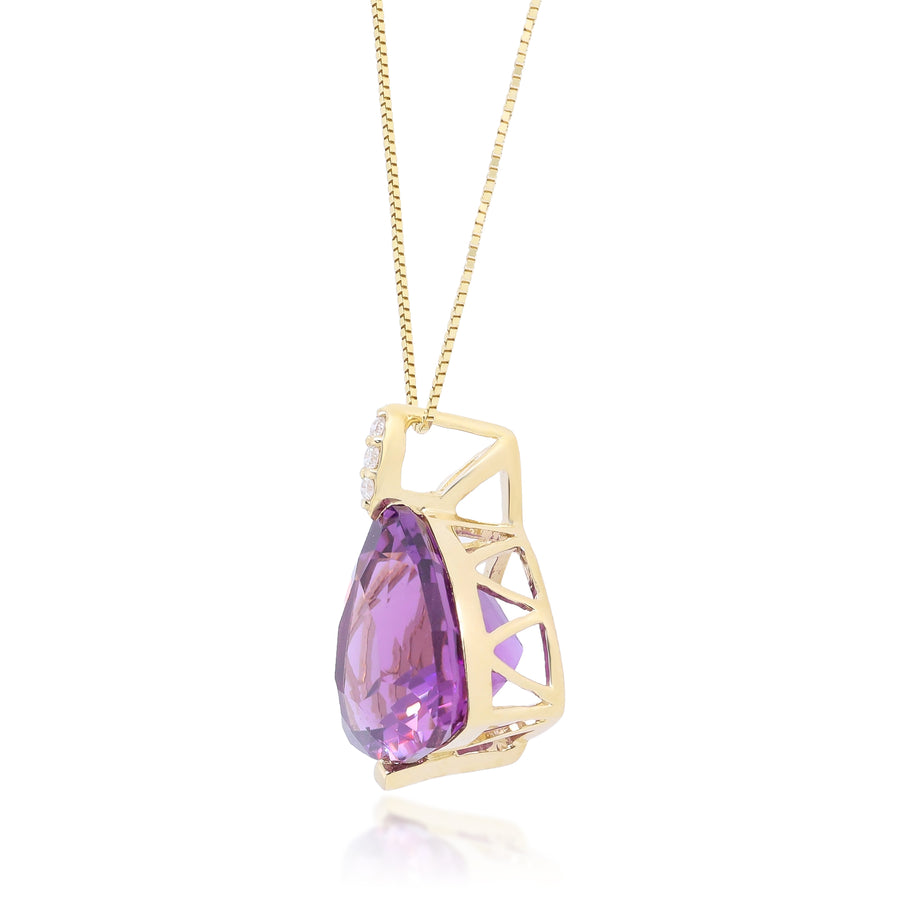 Luna 14K Yellow Gold Trillion-Cut Brazilian Amethyst Pendant