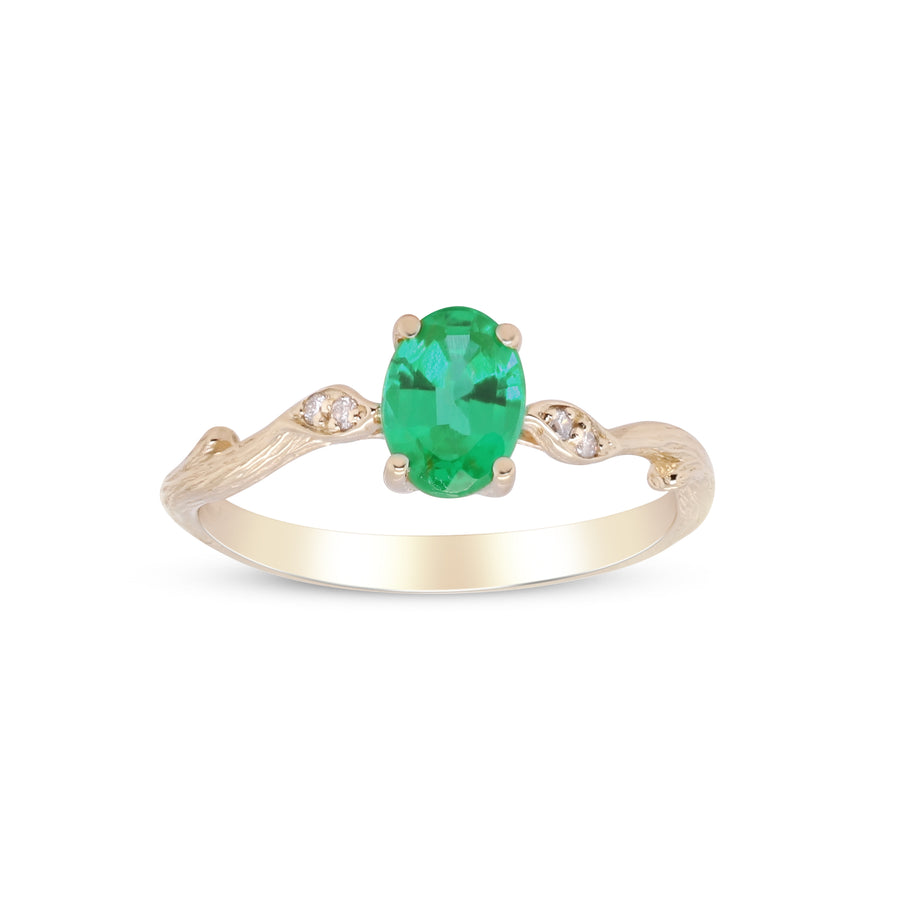 Aliya 14K Yellow Gold Oval-Cut Natural Zambian Emerald Ring