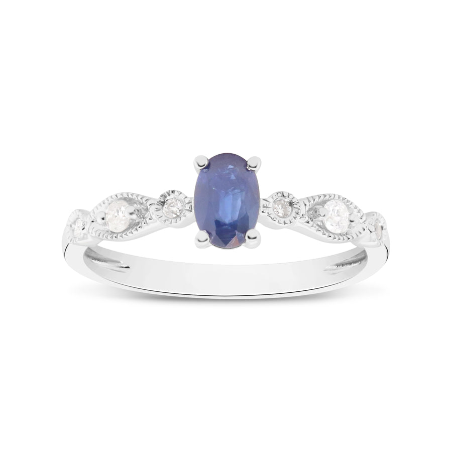 Amelia 10K White Gold Oval-Cut Ceylon Blue Sapphire Ring