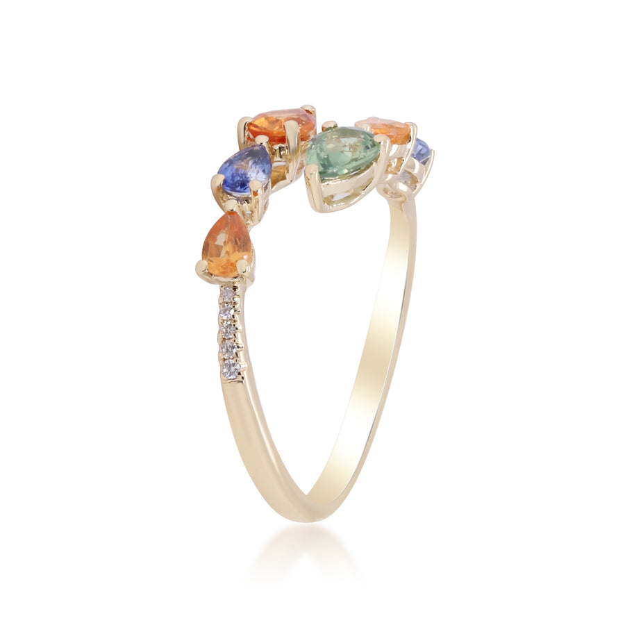 Sienna 10K Yellow Gold Pear-Cut Multi Sapphire Ring