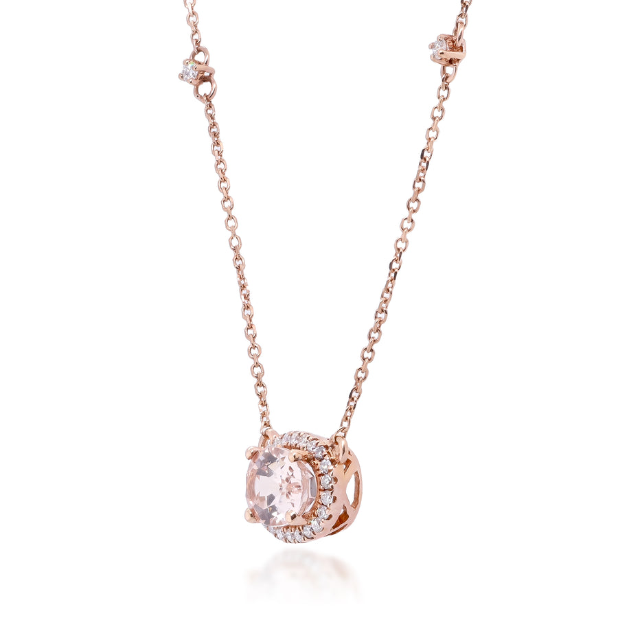 Wrenley 10K Rose Gold Oval-Cut Madagascar Morganite Pendant