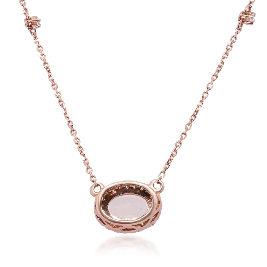 Wrenley 10K Rose Gold Oval-Cut Madagascar Morganite Pendant