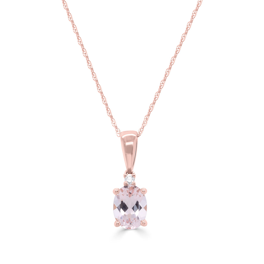 Elizabeth 10K Rose Gold Oval-Cut Madagascar Morganite Pendant