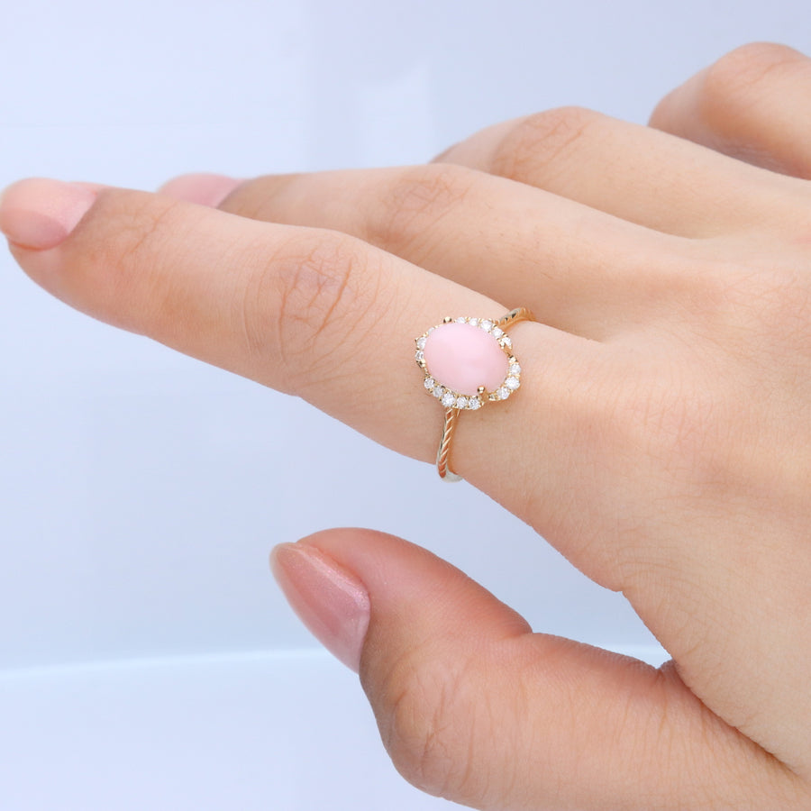 Melissa 14K Yellow Gold Oval-Cut Pink Opal Ring