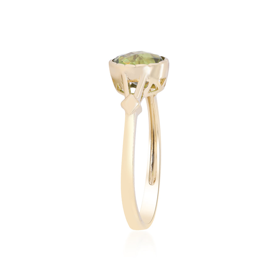 Halle 14K Yellow Gold Round-Cut Manchurian Peridot Ring