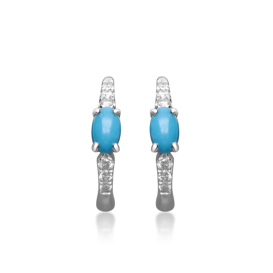 Cooper 10K White Gold Oval-Cut Arizona Turquoise Earring