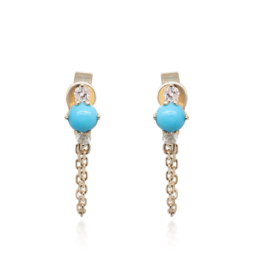 Zoie 10K Yellow Gold Round-Cut Arizona Turquoise Earrings