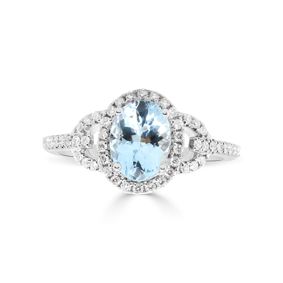 Axel 10K White Gold Oval-Cut Aquamarine Ring