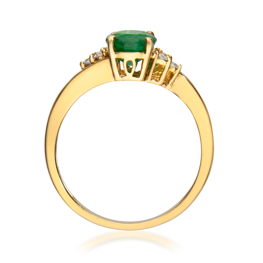 Amelia 10K Yellow Gold Oval-Cut Emerald Ring