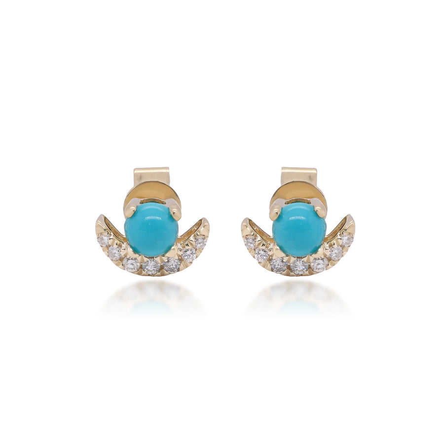 Zoie 10K Yellow Gold Round-Cut Arizona Turquoise Earrings