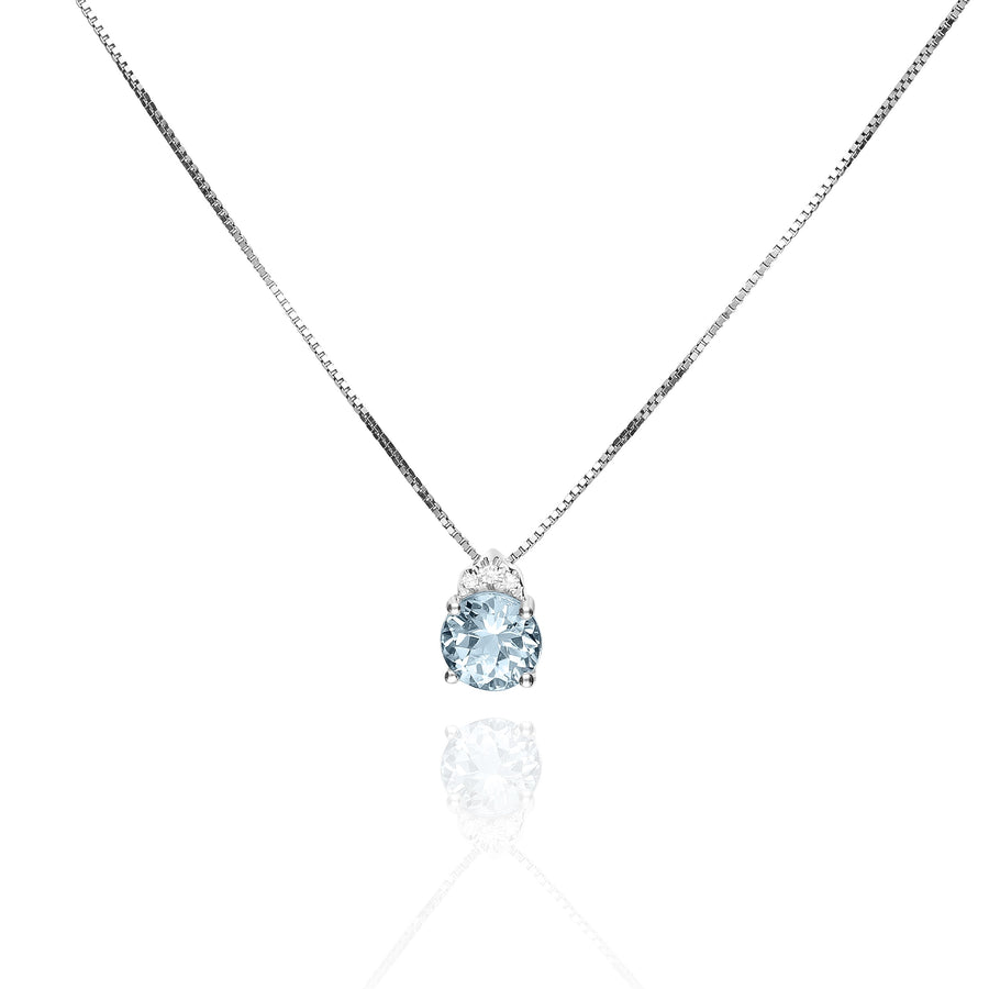 Alora 14K White Gold Round-Cut Brazilian Aquamarine Pendant